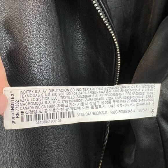 Zara Studio Women’s XS/S Black Goat Leather Motorcycle Jacket Oversized Rock - Picture 14 of 16